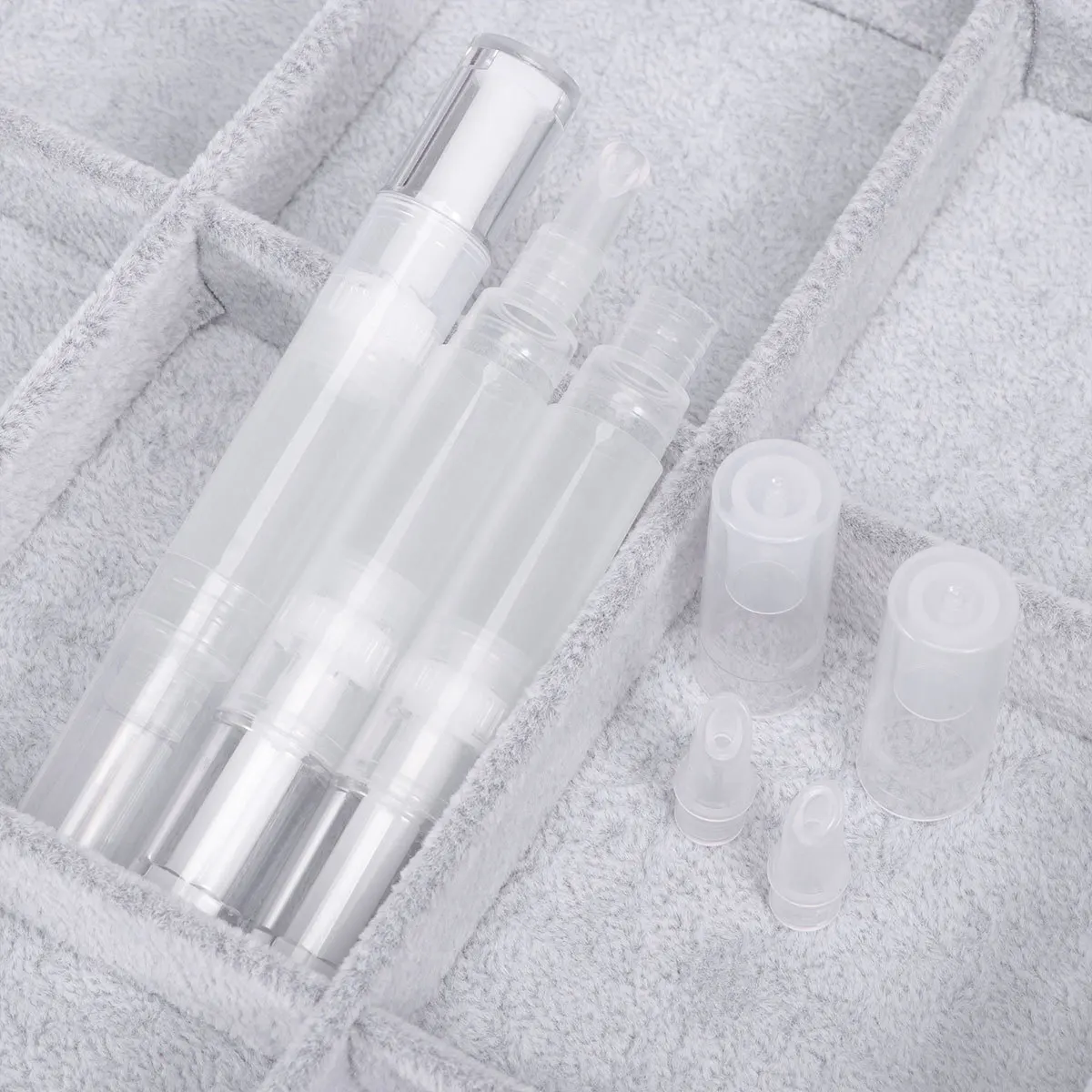 3 uds pluma de doble párpado plástico transparente diseño giratorio cepillo de maquillaje de larga duración ajuste de párpado pluma portátil