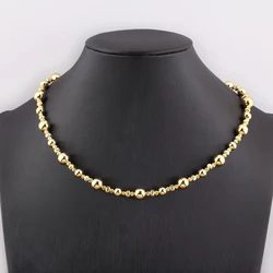 Nidin New Trendy Simple Style Copper Round Beads Necklace For Female Birthday Party Clavicle Chain Jewelry Accessories Chic Gift
