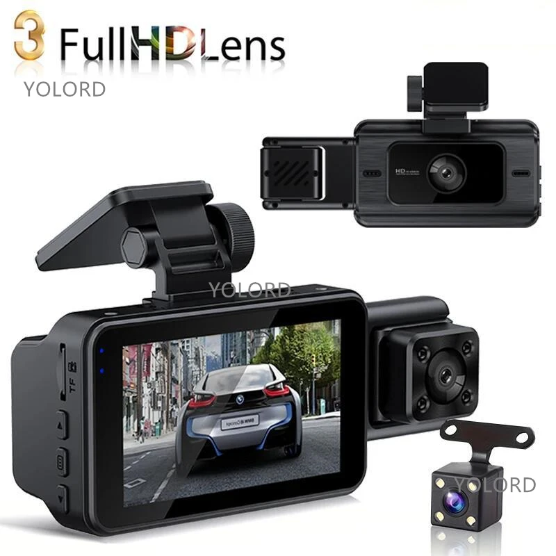 Dual Cameras Car DVR 1080P WIFI Dash Cam 3.0 Inch Display 2 Lens Car Front and Inside Rear Driving Video Recorder