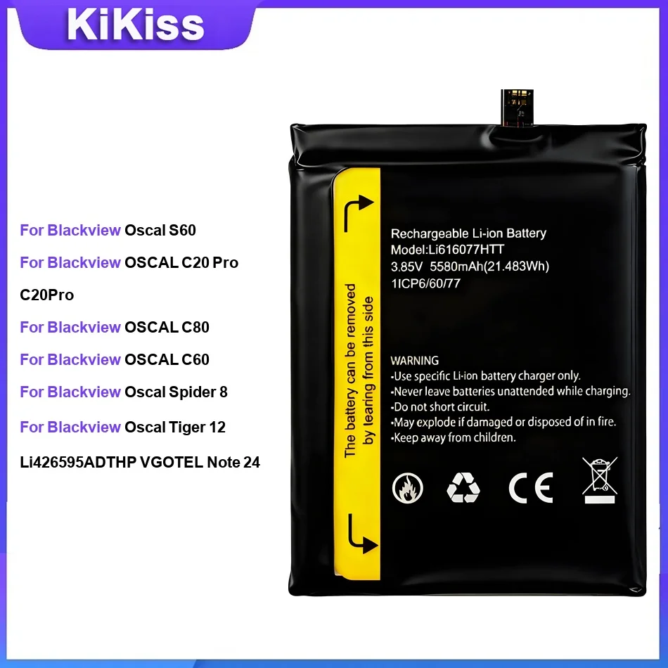 Battery For Blackview Oscal S60 C20 Pro C80 C60 Spider 8 Tiger 12 Li426595ADTHP VGOTEL Note 24 LI458393HTT-B Li426595ADTHP