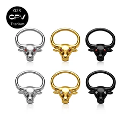 Wholesale G23 Titanium Sculpture Bull Head ZC Nose Septal Ring Punk Nose Ring Male and Female Body Perforated Jewelry Earrings