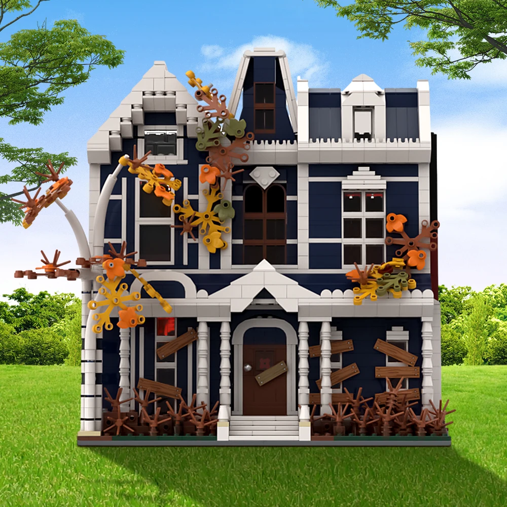 MOC Haunted House Building Blocks, DIY Gothic Mansion Model, Creative Brick Set for Adults and Kids