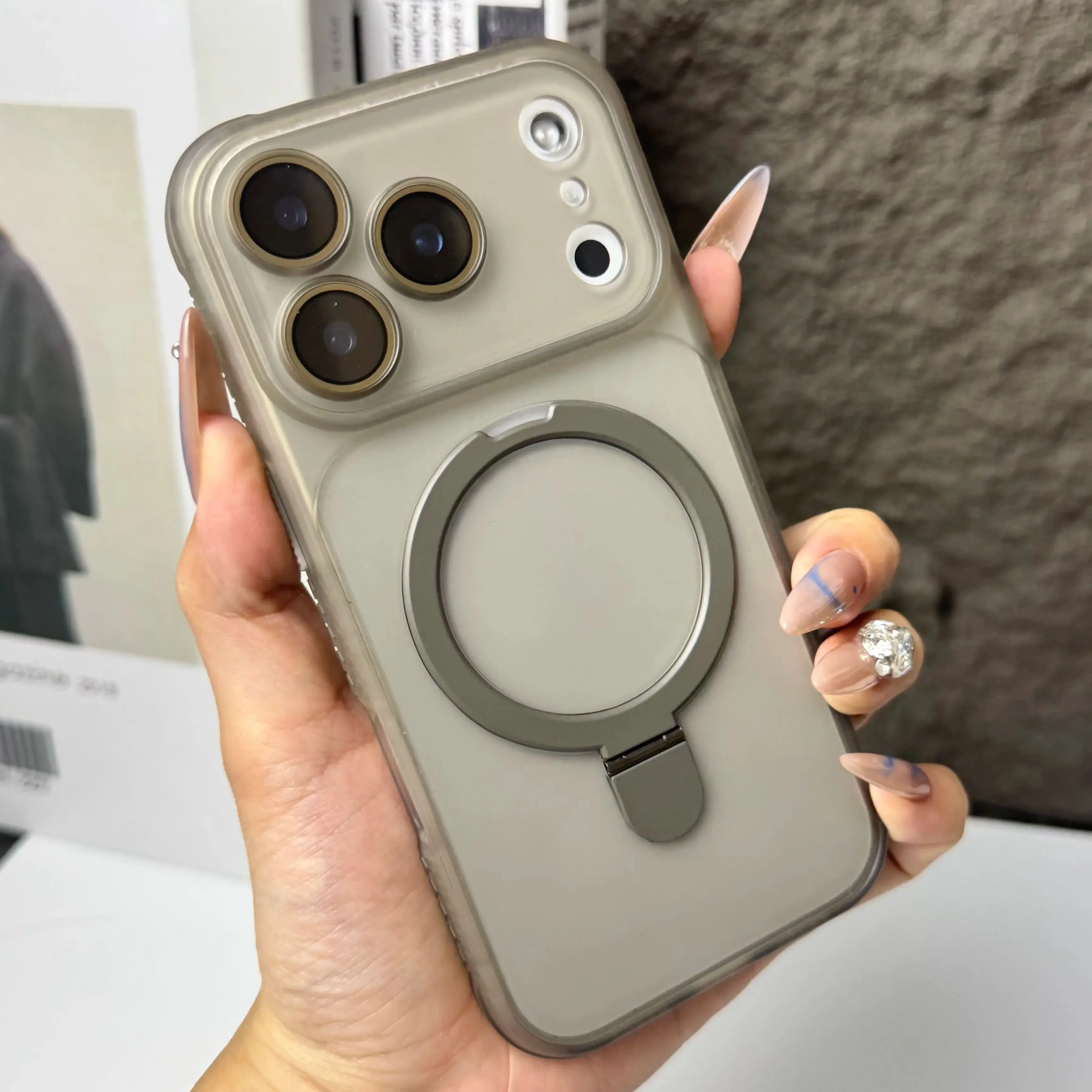 Für Magsafe Magnetische Stand Kamera Schützen Fall Für iPhone 17 16 15 14 Plus 13 12 11 Pro Max Matt klar Drahtlose Lade Abdeckung