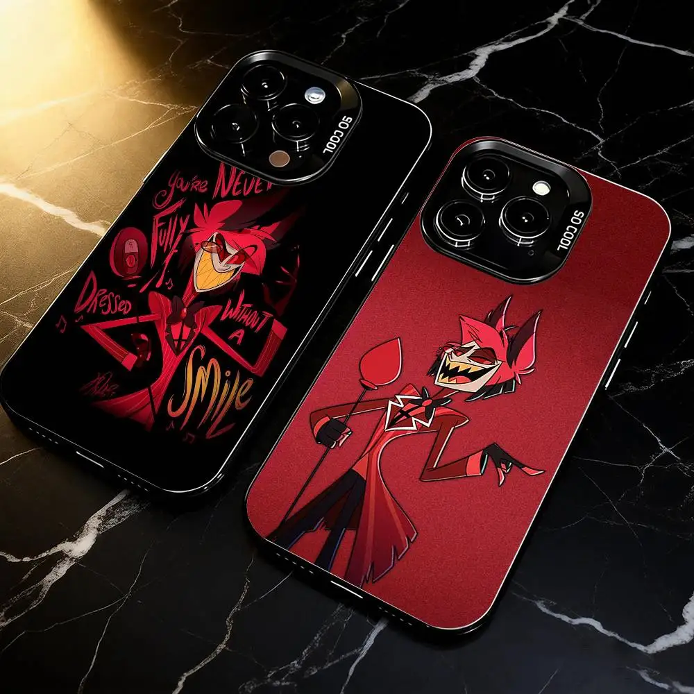 

H-Hazbin H-Hotel A-Alastor HHA Phone Case For iPhone 17,16,15,14,13,12,11 Plus,Pro Max,XS,Colored Silver Plated Inside Cover