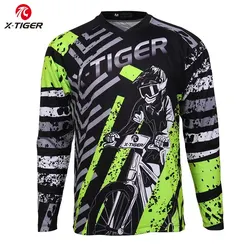 X-Tiger Long Sleeve Downhill Jerseys 100% Polyester Cycling Mountain Bike DH Shirt Bicycle Racing Wear