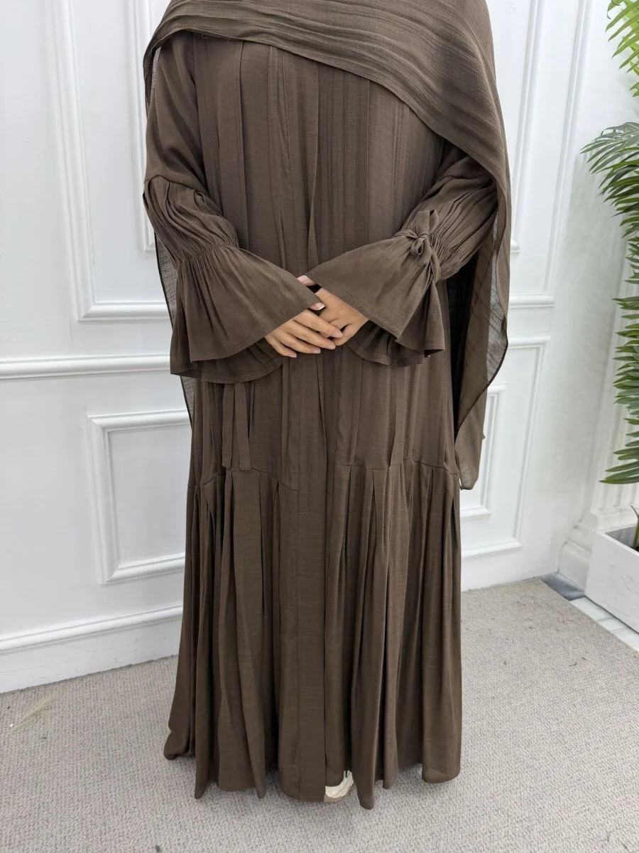 Muslim Women Dubai Abaya Kimono Cardigan liner Long Dress With Hijab Suit Modest Ramadan Kaftan Robe Femme Islamic Clothing Set