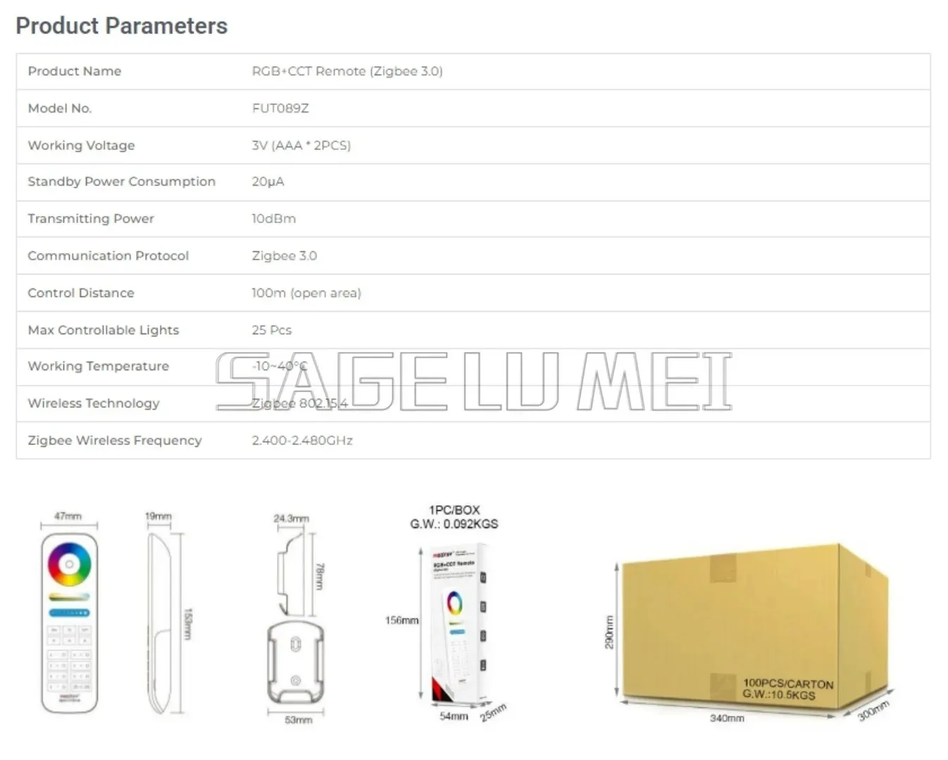 NEW Zigbee 3.0 FUT089Z 7 Zones Dimmer RGB+CCT Wireless Remote Controller Control On/Off RGB Color and Brightness For Lights