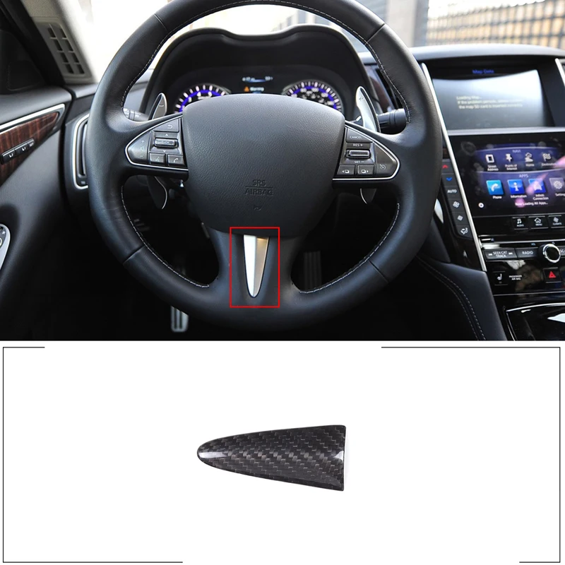 

For Infiniti Q50 Q60 2014-2017 Real Carbon Fiber Car Interior Steering Wheel Decorative Sticker Car Tuning Accessories