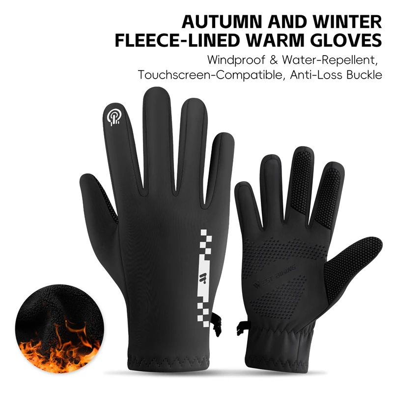 

Зимние перчатки с сенсорным экраном, флисовая подкладка, ветрозащитные наручные силиконовые перчатки для холодной погоды, спортивные велосипедные перчатки на открытом воздухе