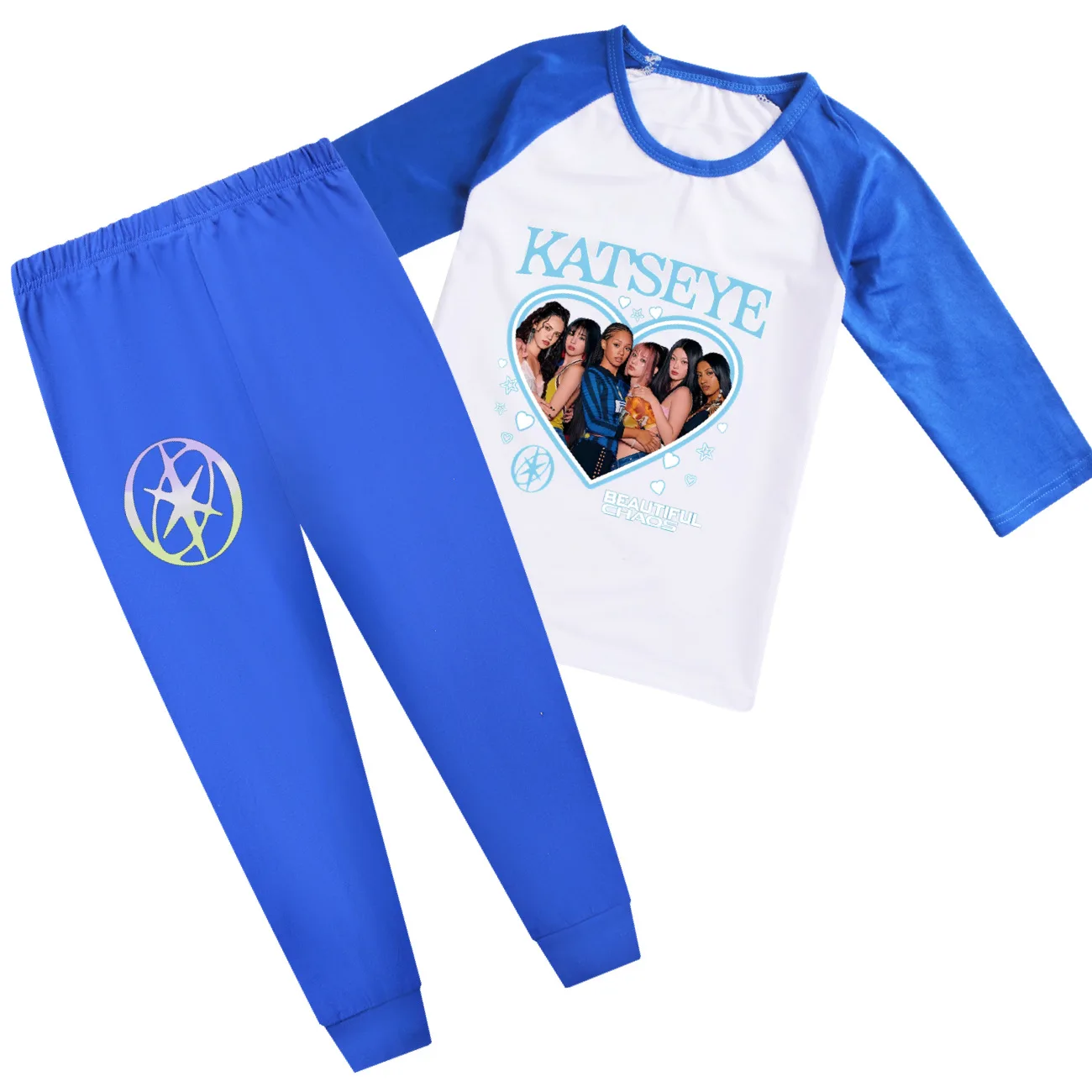 

Katseye Funny Print Baby Girls Child Home Clothes Pajamas Four Seasons Underwear Long Sleeve Tops Trousers Set Loungewear Gifts