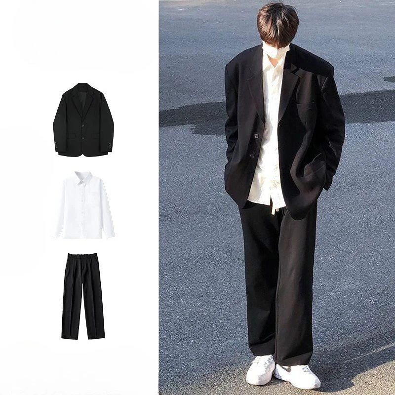 Men's Japanese Style Casual Plus Size Blazer Jacket Spring Autumn Premium Refined DK Uniform Suit Set High End Menswear