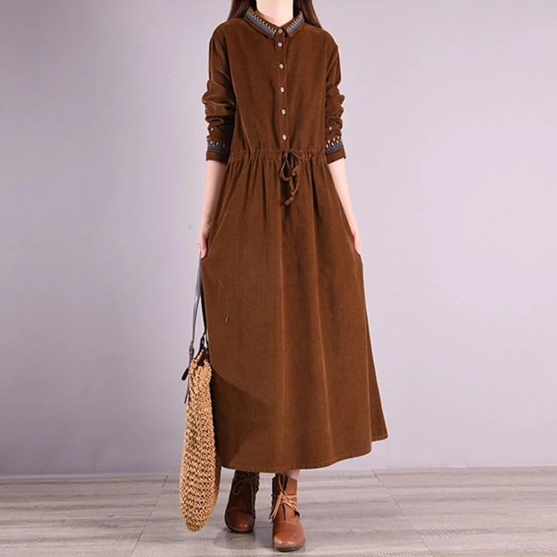 NYFS 2023 Autumn New Korean Long Sleeve Womens Dresses Vestidos Robe Ete Femme Elbise Loose Cotton Long Dress