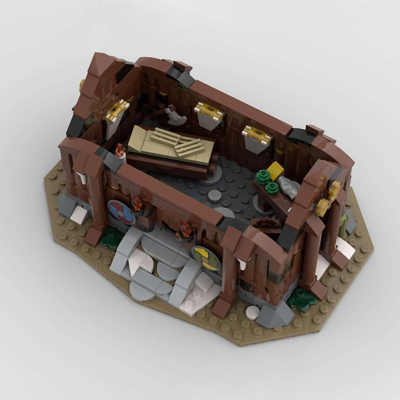 Middeleeuws Street View Model Moc Gebouw Bakstenen Viking Dorpshuis Modulaire Technologie Geschenken Vakantie Assembleren Kinderen Speelgoed Pak