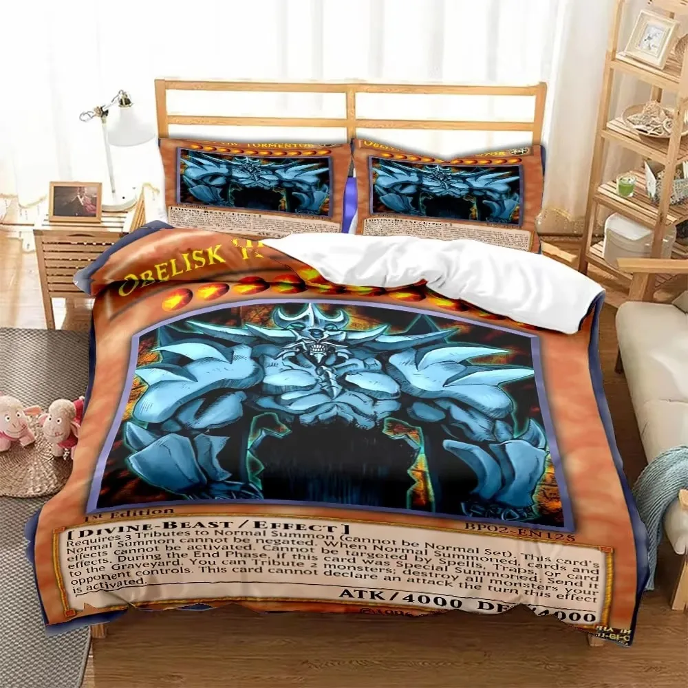 Anime Yu Gi Oh Card Duvet Cover Set Blue Eyes White Dragon Cartoon Bedding Sets King Size for Boys Girls Comforter Cover Sets