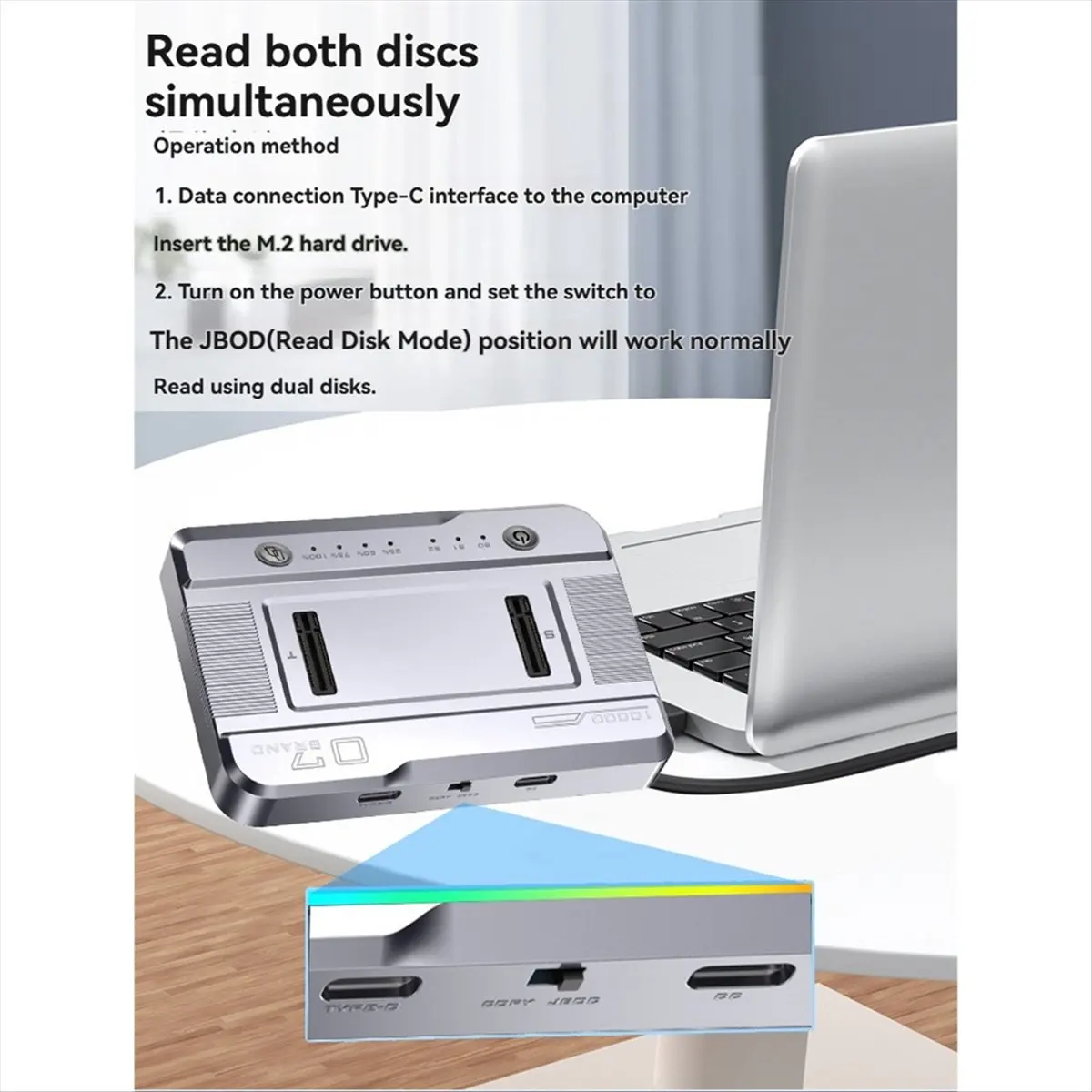 

Stable- Dual-Bay M.2 NVME NGFF SSD Docking Station with RGB, USB3.2 GEN2 Type C 20Gbps Data Transfer, OFFline Cloner Duplicator