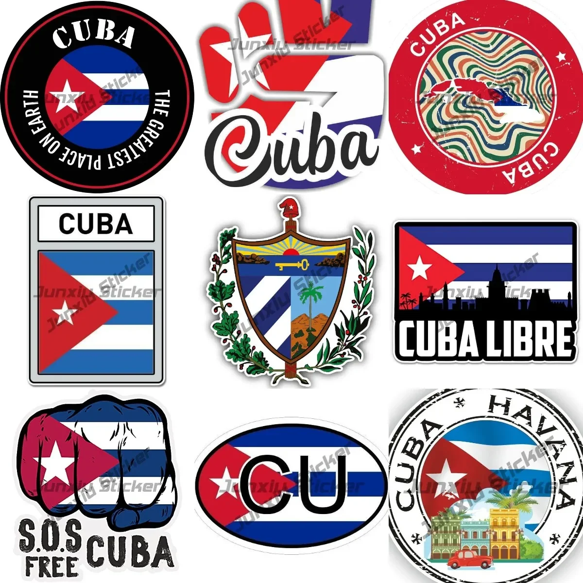 

Personality The Republic of Cuba Coat of Arms Sticker Cuban Libre La Hababa Round Flag Seal Country Code CU Vinyl PVC Decoration