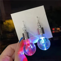 Novelty Nightclub Light Bulb Earrings Colorful Luminous Bulb Earrings for Women Girls Fashion Christmas Party Jewelry Toys