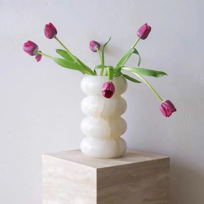 【Natural】Minimalist Natural Jade Vase High Value Designer Decor for Living Room