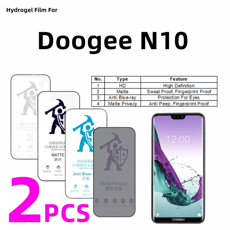 

2pcs HD Hydrogel Film For Doogee N10 Matte Screen Protector For Doogee N10 Eye Care Anti Spy Privacy Matte Protective Film