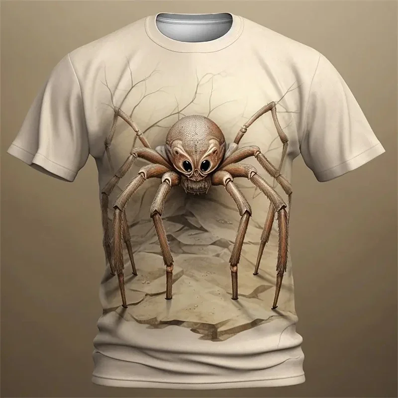 

Summer 2025 New Men's Vintage Spider Print Casual Sport Stylish Fashionable Comfortable Breathable Short Sleeve Machine Washable