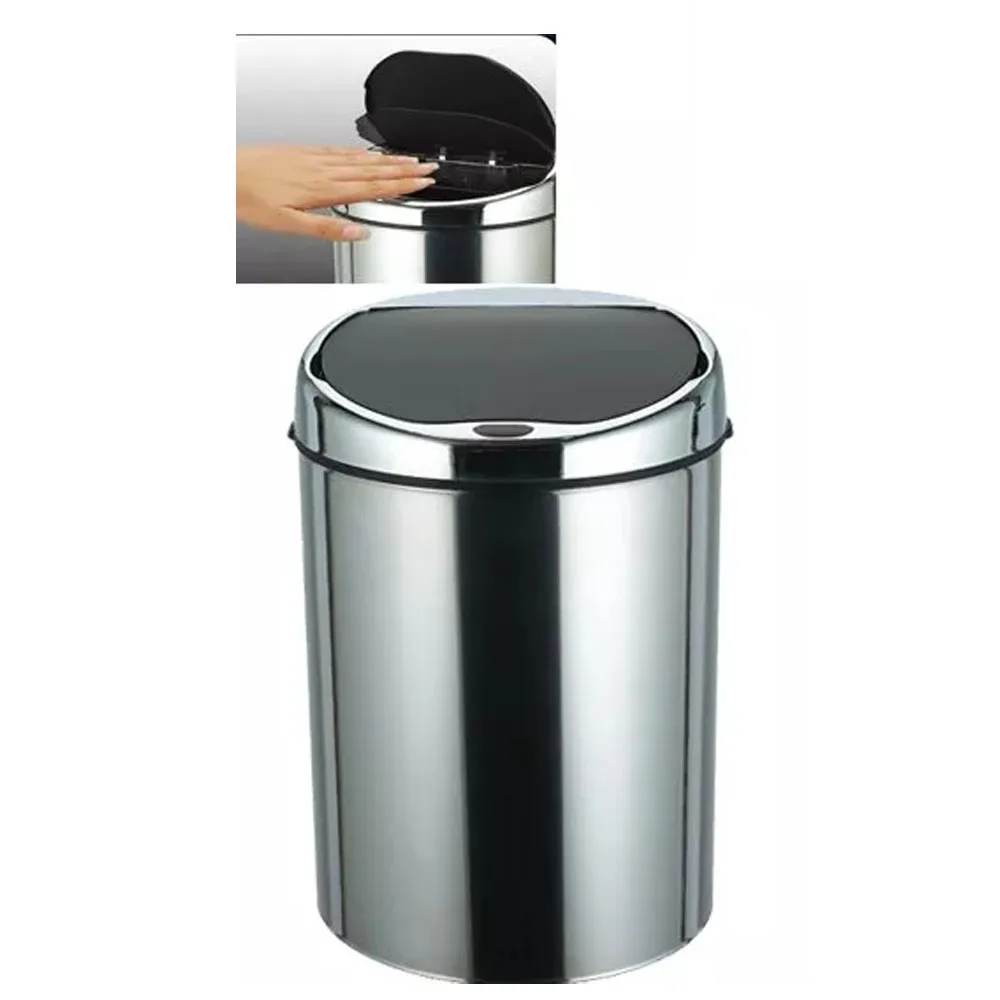 4 Liter Sensor Stainless Steel Dustbin Automatic Garbage Kitchen Trash Can  Smart Waste Bin  Ash-bin Round Shape