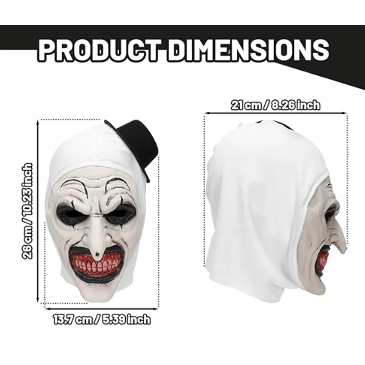 ABVS Halloween Terrifier Mask Killer Clown Mask Scary Joker Costume Halloween Horror Creepy Mask for Adult Men Women