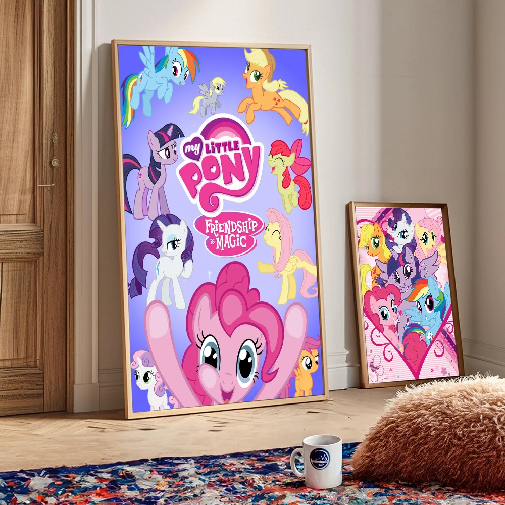 My L-Little P-Pony Self-adhesive Art Poster Decoracion Painting Wall Art White Kraft Paper Home Decor