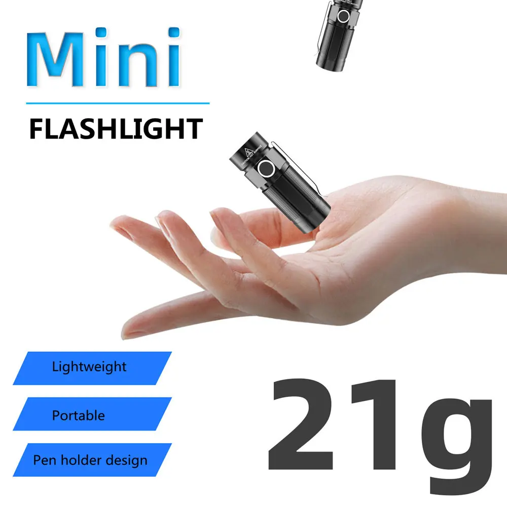 Portable Mini Strong Light XPG LED Flashlight Pocket Flashlight Bright XPG with Pen Buckle 16340 Rechargeable Battery