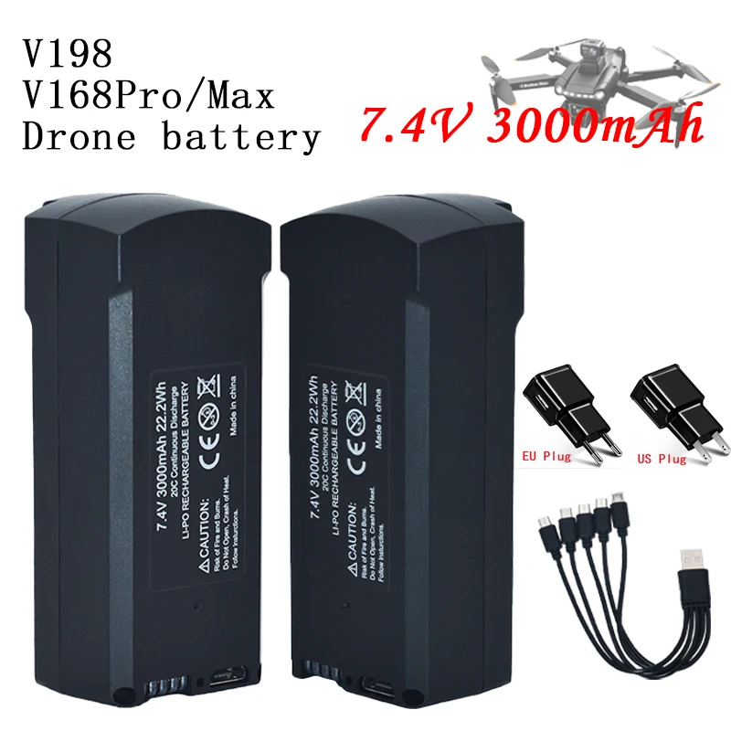 Original 7.4V 3000mAh Lipo Battery V198 8K drone battery, suitable for V198 MAX PRO RC quadcopter spare battery accessories