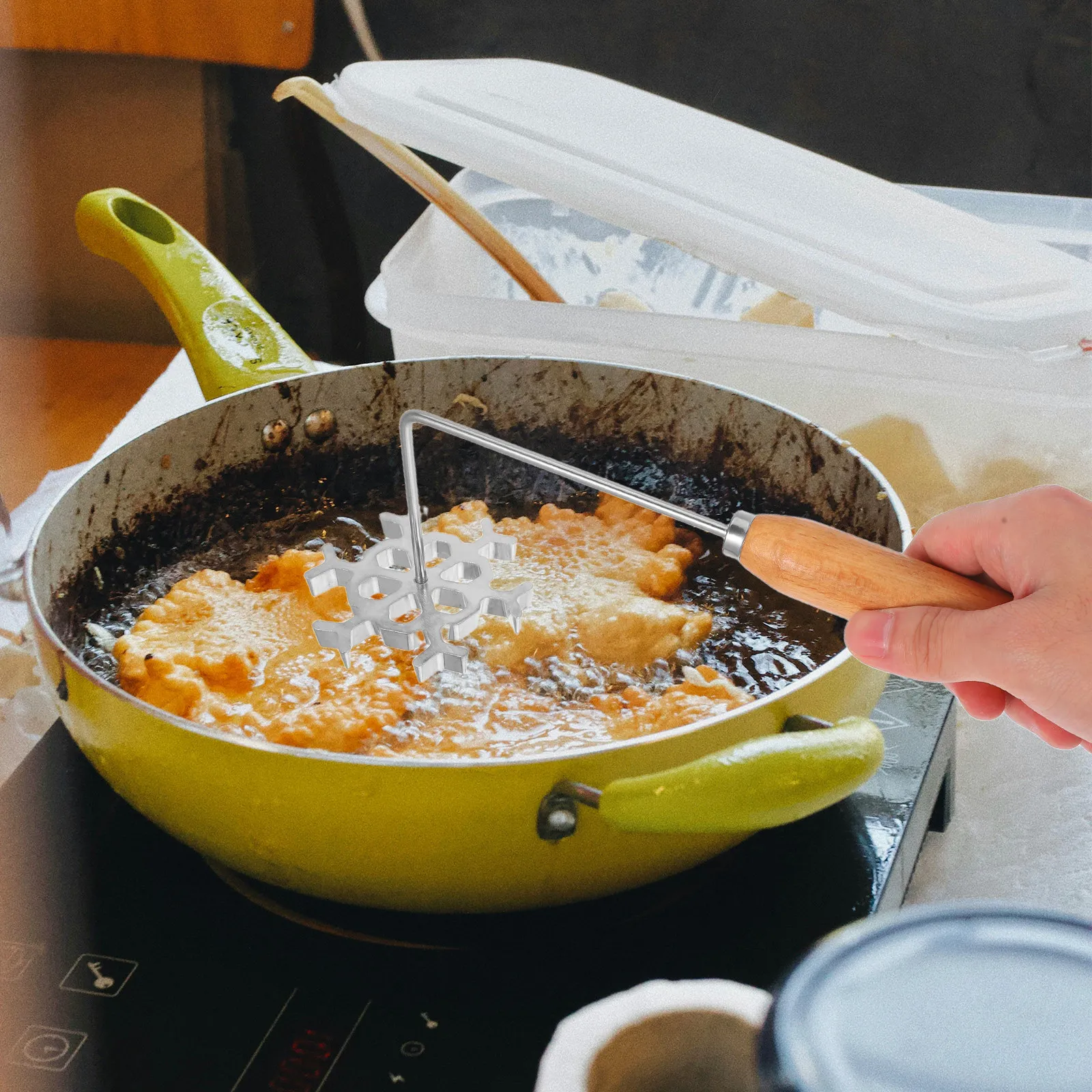 1Set Hollow Snowflake Deep Frying Mold Metal Timbale Maker for Shrimp Cakes Radish Fritters Pancakes Pastries Cooking Tool - view 6