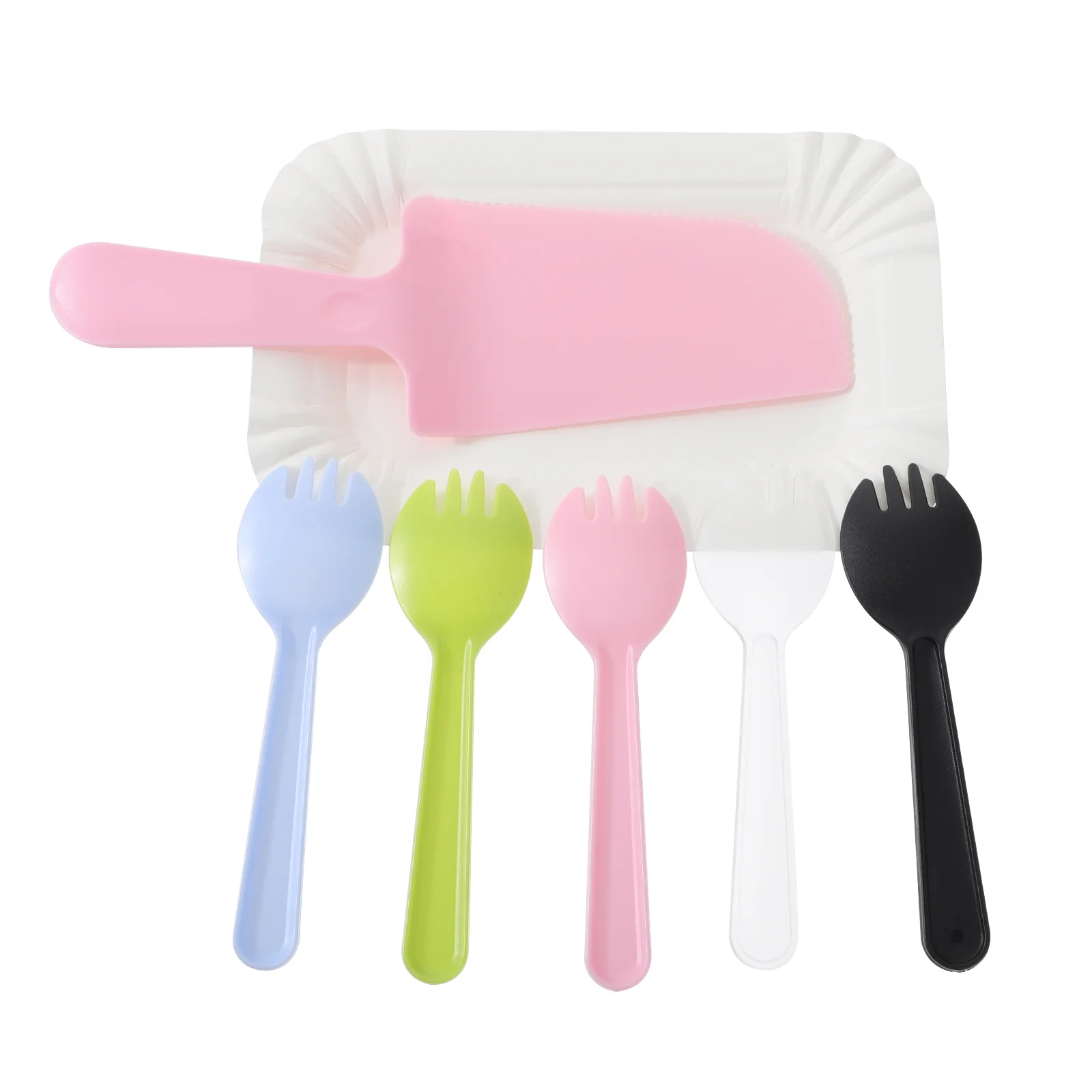 

50 Pcs Birthday Cake Tableware Party Dishware Paper Dishes Kitchen Puzzle Plastic Knives Knife
