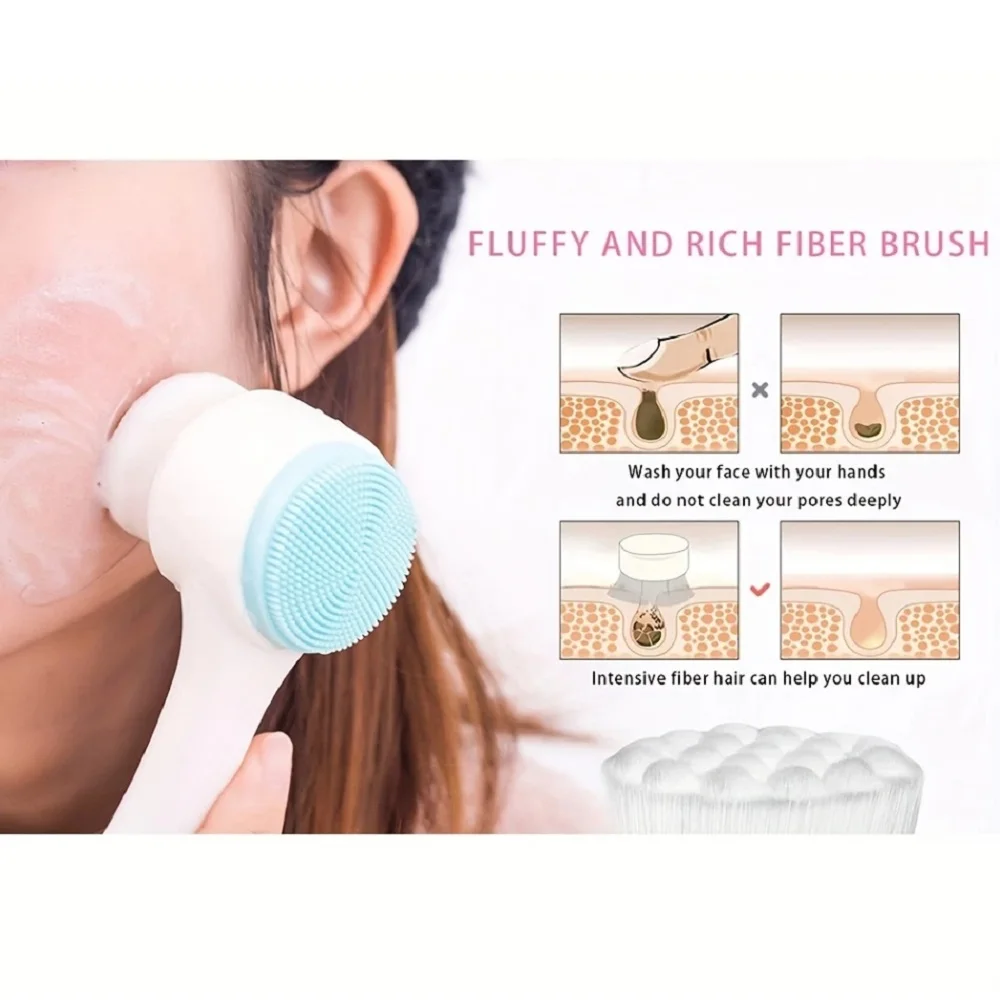 Soft Silicone Facial Cleansing Brush Manual Massage Facial Brush Soft Bristles Exfoliator Deep Pore-cleaning Face Wash Brush