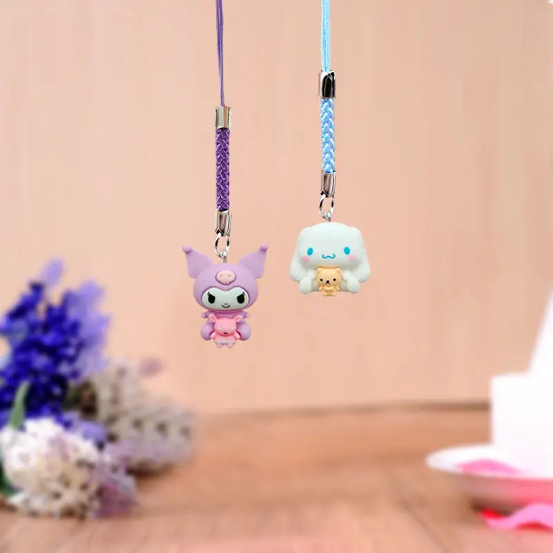 Sanrio Kuromi Mymelody Kuromi Purin Cinnamoroll Cartoon Anime Mobile Phone Pendant Jewelry Cute Lanyard Key Pendant Gift