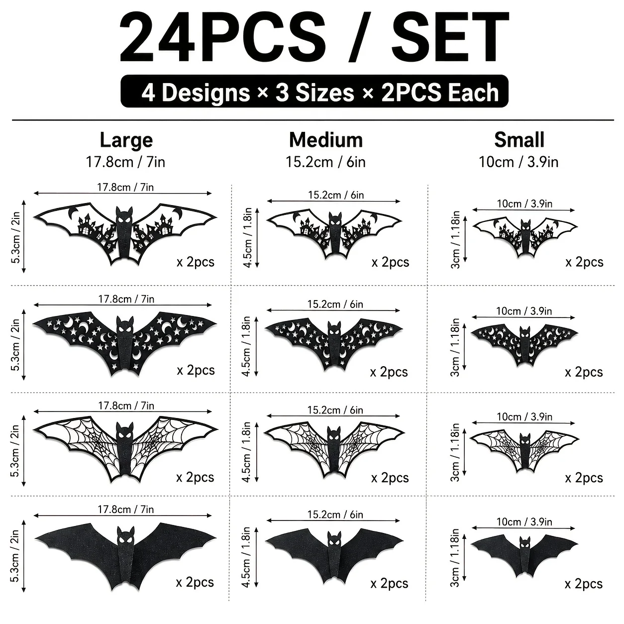 24pcs 3D Black Bat Wall Sticker Halloween Cutout Paper Bat Decals Party Door Window Wall Horror Atmosphere Decoration Prop - view 5
