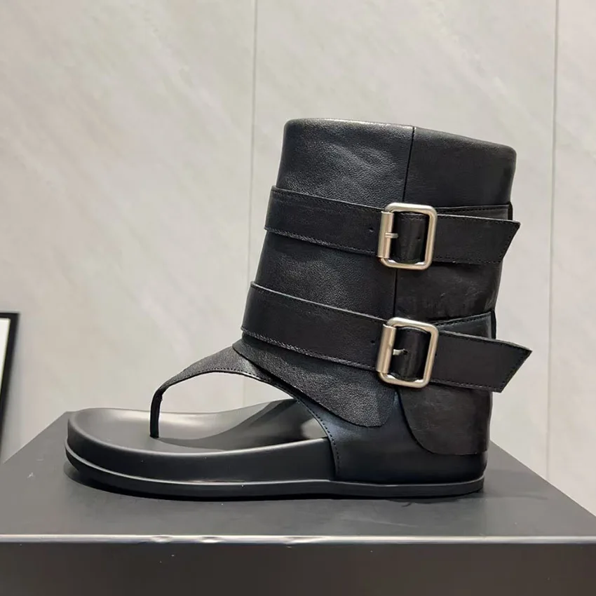 

Summer Suede Leather Flat Sandals Women Ankle Boots Open Toe Flipflops Thick Sole Platform Flat Beach Shoes Women's Sandals