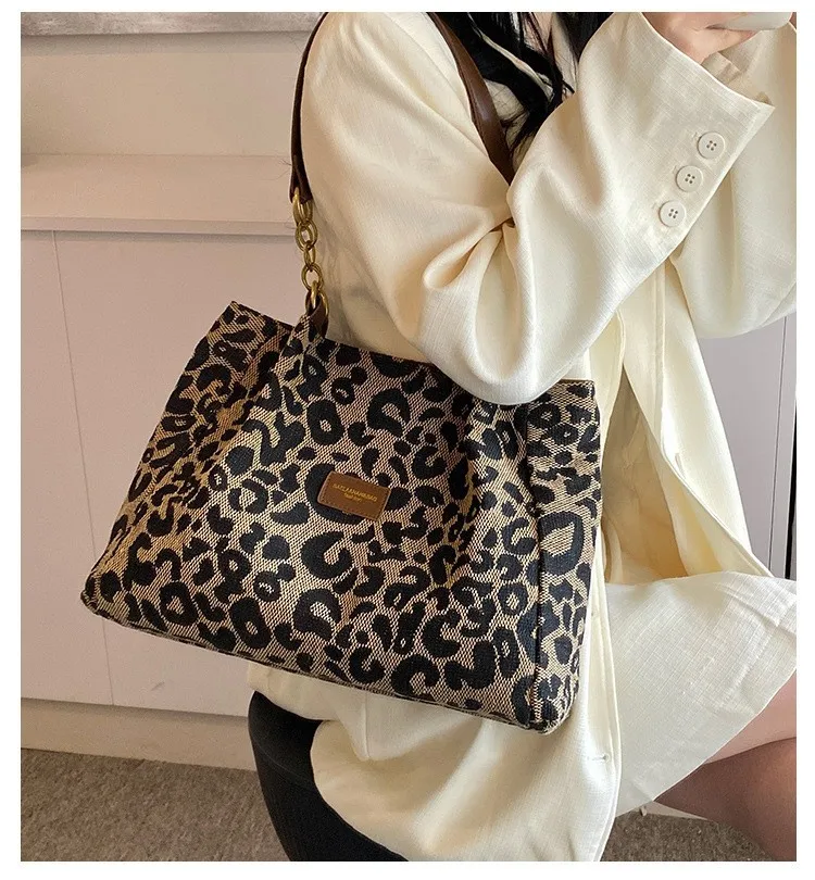 Meistverkaufte Damentasche, Retro-Leopardenmuster, einzelne Achselhöhlen-Umhängetasche, Einkaufstasche mit großer Kapazität, tägliche Handtasche für Frauen beim Einkaufen – Detail 11