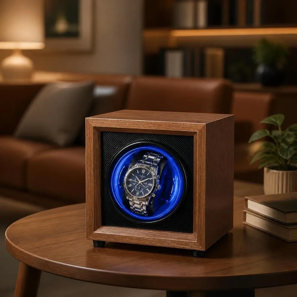 USB Power Automatic Watch Winder Wooden Case Fully Automatic Rotating Watch Box Single Position Mute Motor