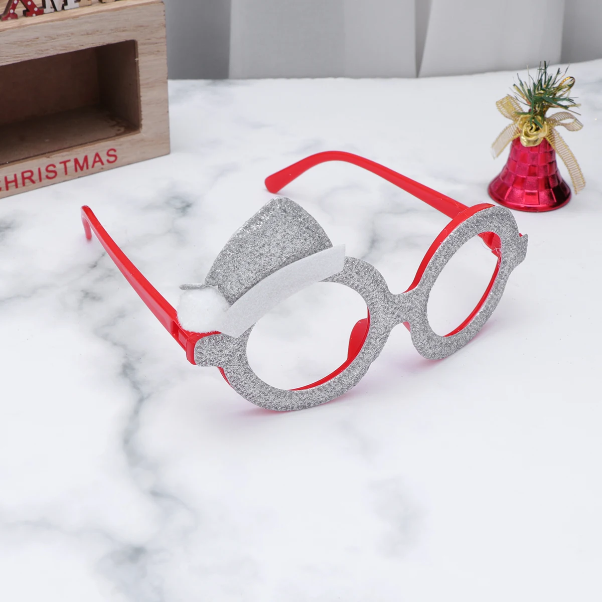 

6 PCS Glasses Santa Hat Xmas Cute for Christmas Costume Party Props Silver Child