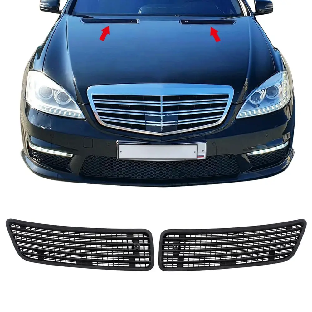 1 Paar Auto-Motorhauben-Lüftungsgitter-Abdeckungen in Hochglanz-Schwarz für Mercedes Benz W221 W251 2007-2013 A2218800205 A2218800305 – Detail 4