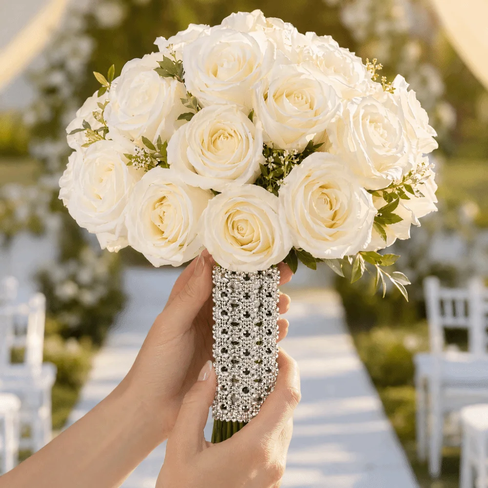Silver Color Diamond Mesh Ribbon 4 Inch Width 10 Yards Length Diamond Warp Ribbon Faux Crystal Sparkling Finish