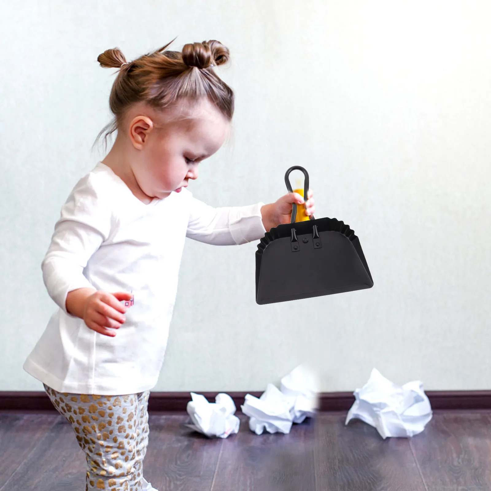 1Set Mini Stainless Steel Dustpan Heavy Duty Metal Dust Pan Small Portable Ergonomic Handle for Household Office Desktop