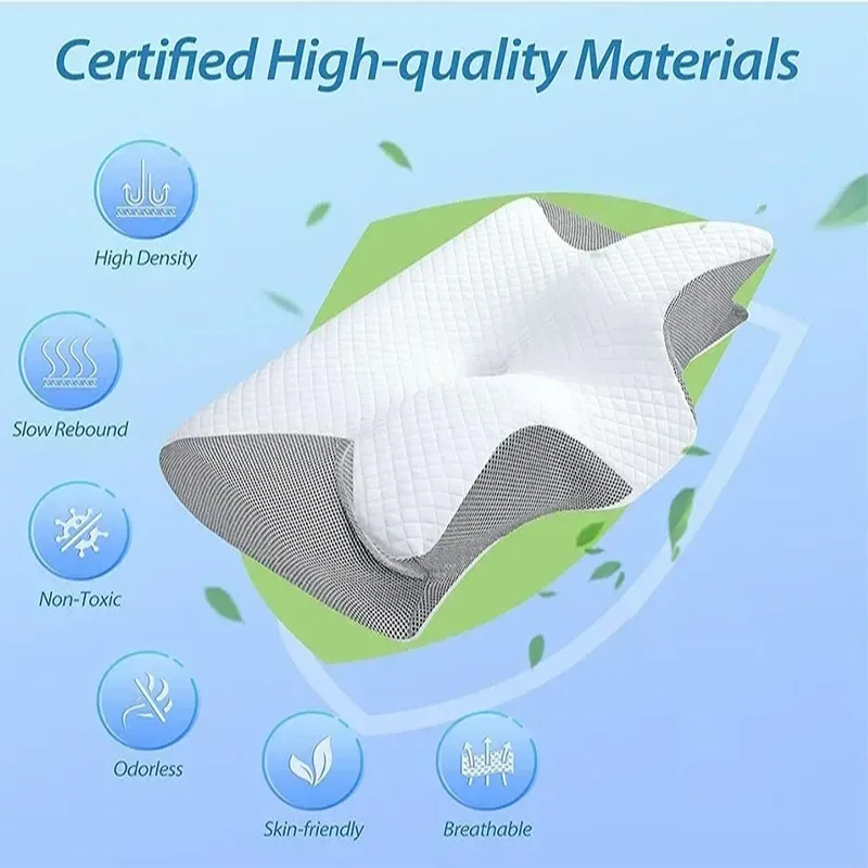Sleep Memory Pillow Butterfly Memory Foam Neck Pillows Contoured Sleep For Neck Pain Relief Stomach Support Comfortable Pillow gallery 5