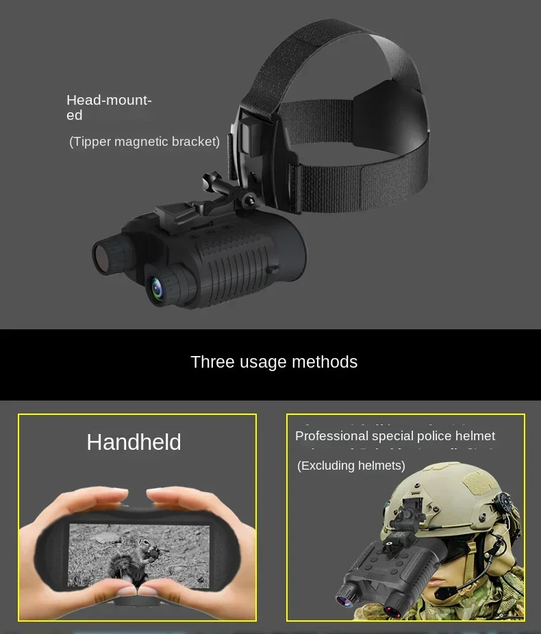 NV8160 Head mounted Binoculars Night Vision 2.7inch Screen 8x digital zoom 400M all black night vision distance 2600mAh battery