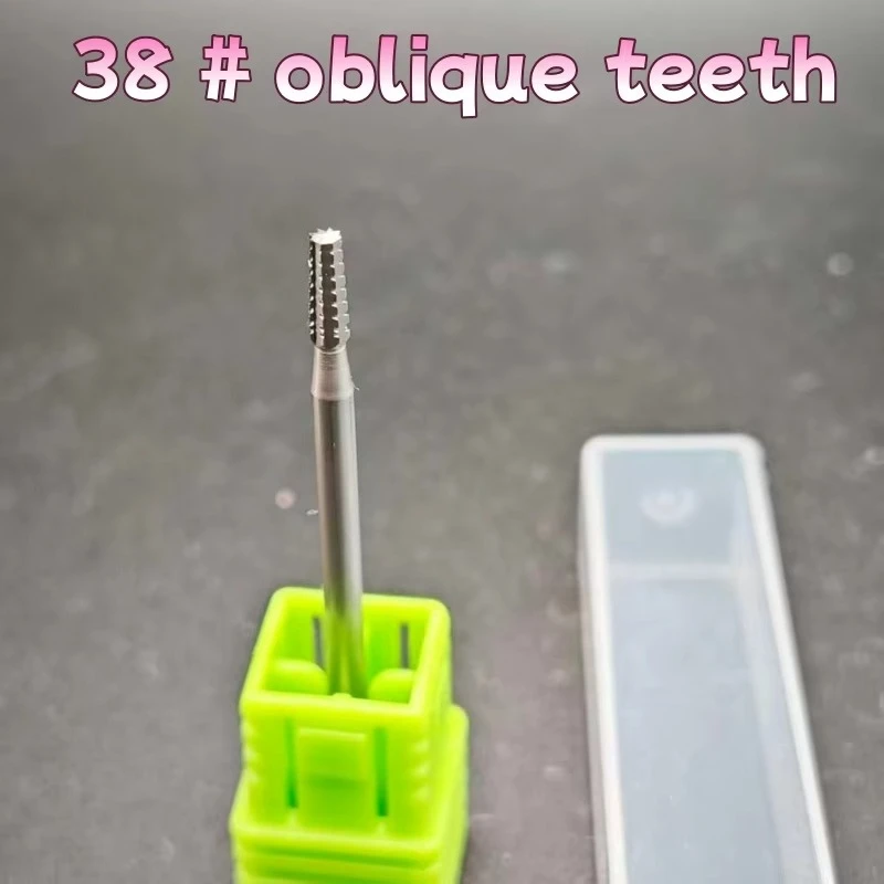 38#1PC Blue Box Oblique Teeth Carving Bits 2.35mm Shank Rotary Tool Accessories for Jewelry Jade and Root Carving Engraving Tool
