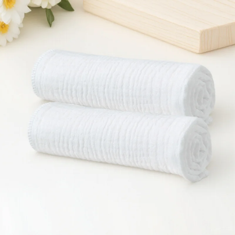 

8Pcs Full Cotton Gauze Diapers Triple Layer Construction Comfortable Baby Burp Cloths for Newborn White Burp Cloths for Babies