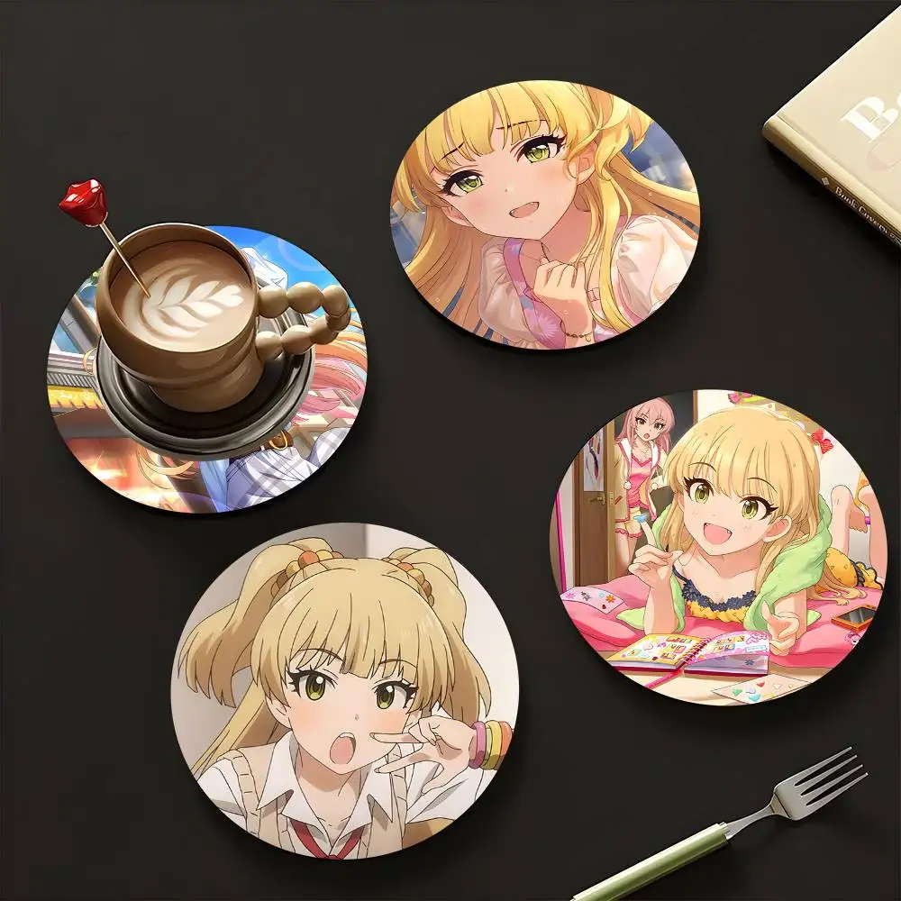 1pc Rika Jougasaki Idolmaster Wooden Coaster Colour Printing Cup Mat Home Desk Decoration Gifts