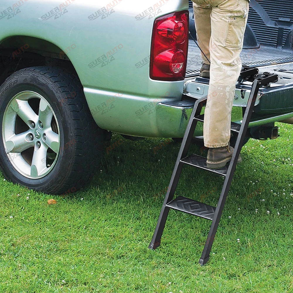 Tailgate Ladder For Ford Ranger T6 T7 T8 2012-2022 Wildtrak XL XLT Foldable 360° Swivel Truck Bed Access Ladder Pickup Rear Step