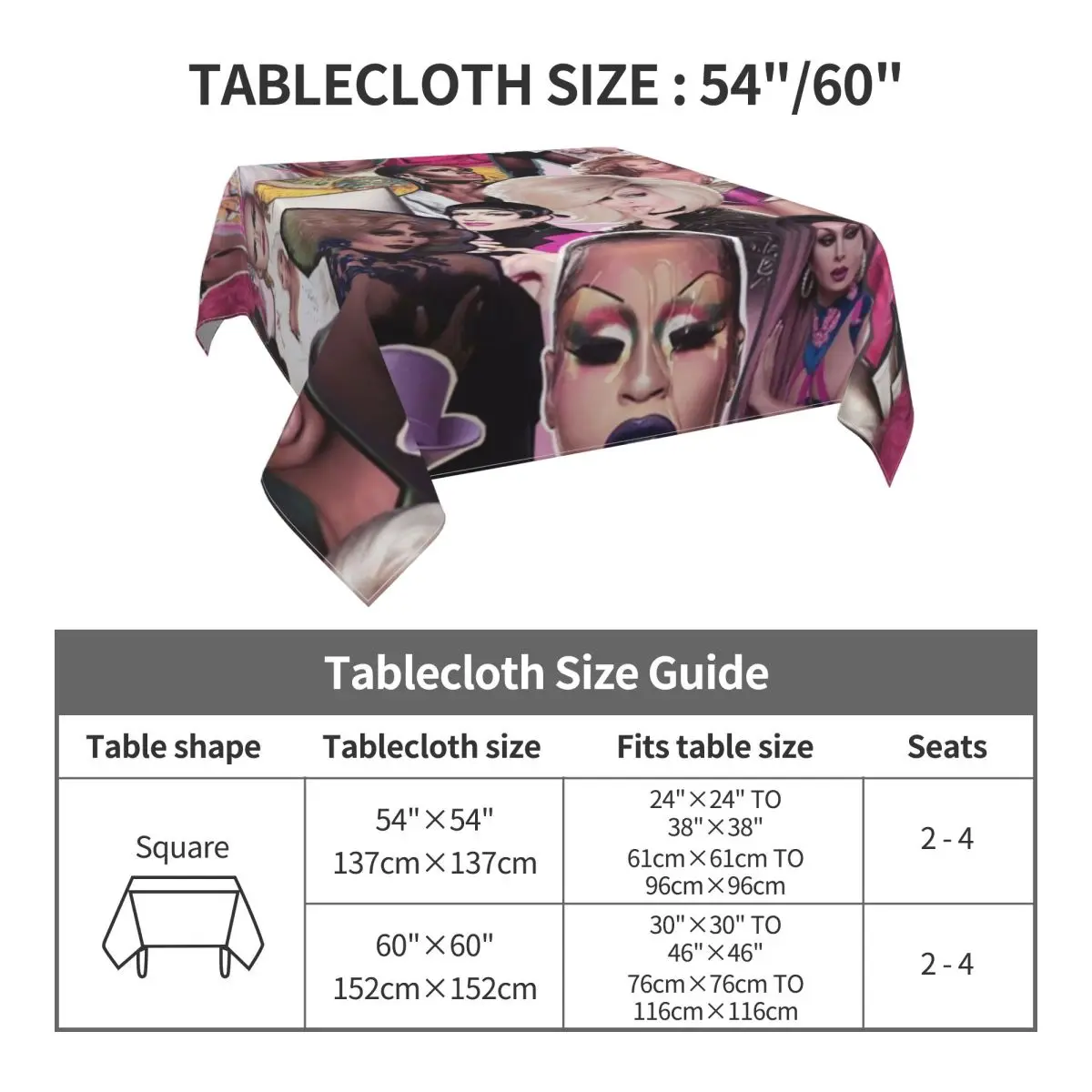 Drag Queen Collage Tablecloth Meme Design Table Cover For Wedding Birthday Party Elegant Waterproof Table Cover Tablecloths