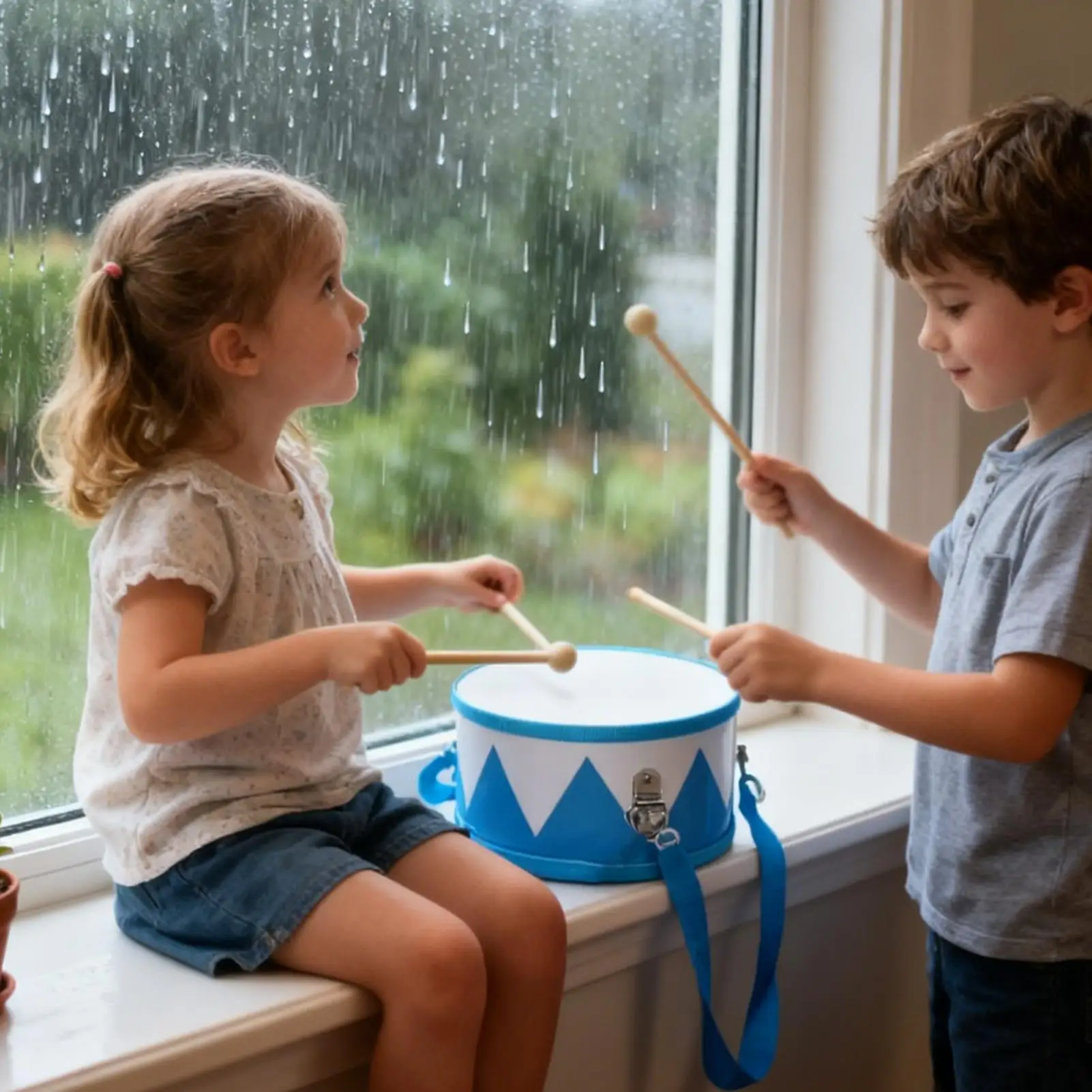 子供用ドラム 木製音楽ゲーム 5.9インチ 調節可能なストラップ付きおもちゃ 楽器セット 2～5歳 男の子 女の子 早期教育 誕生日プレゼント