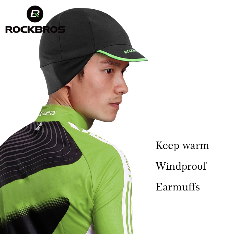 ROCKBROS Winter Thermal Fleece Cycling Hat Warm Earmuffs Cap Outdoor Sports For Men Running Fishing Skiing Bicycle Headwear